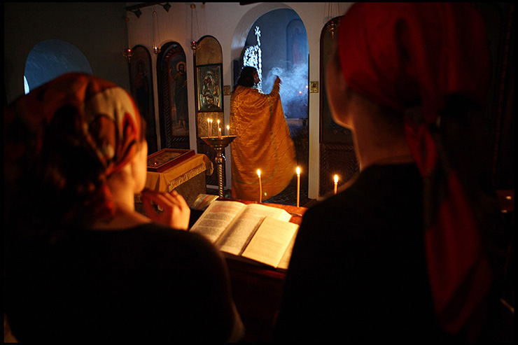 abkhazian orthodox priest in kaman monastery
